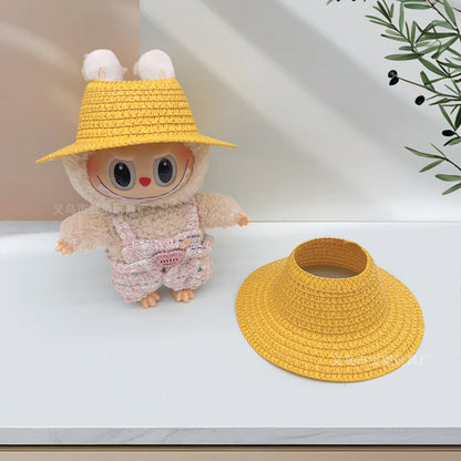 Labubu Empty Top Open Straw Hat Woven Hat Party Clothing Accessories Pastoral Style Labubu Doll Clothes Decorative Matching