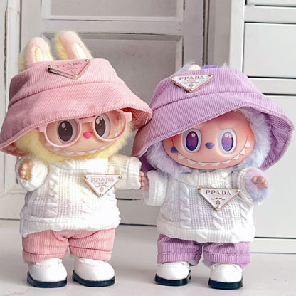 Labubu Doll Outfit - White Triangle Sweater with Colorful Accessories