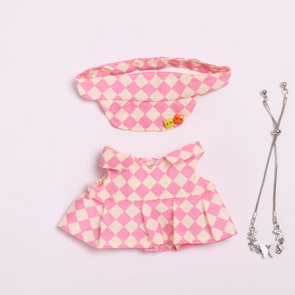 Only clothes] blind box pendant 17cm cloth clothes plaid tennis skirt suit vinyl labubu doll skirt