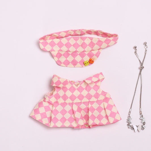 Only clothes] blind box pendant 17cm cloth clothes plaid tennis skirt suit vinyl labubu doll skirt
