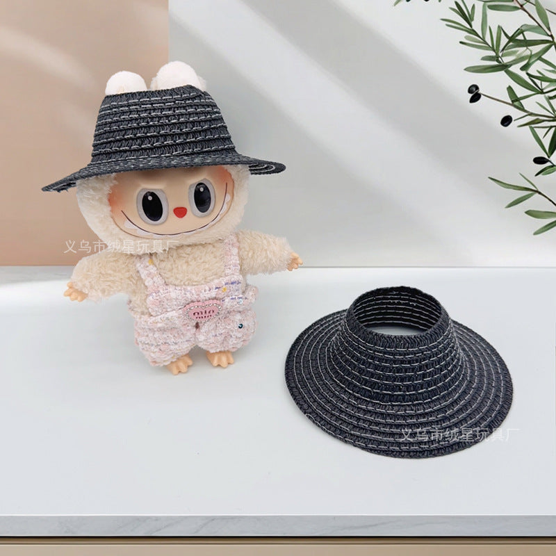 Labubu Empty Top Open Straw Hat Woven Hat Party Clothing Accessories Pastoral Style Labubu Doll Clothes Decorative Matching