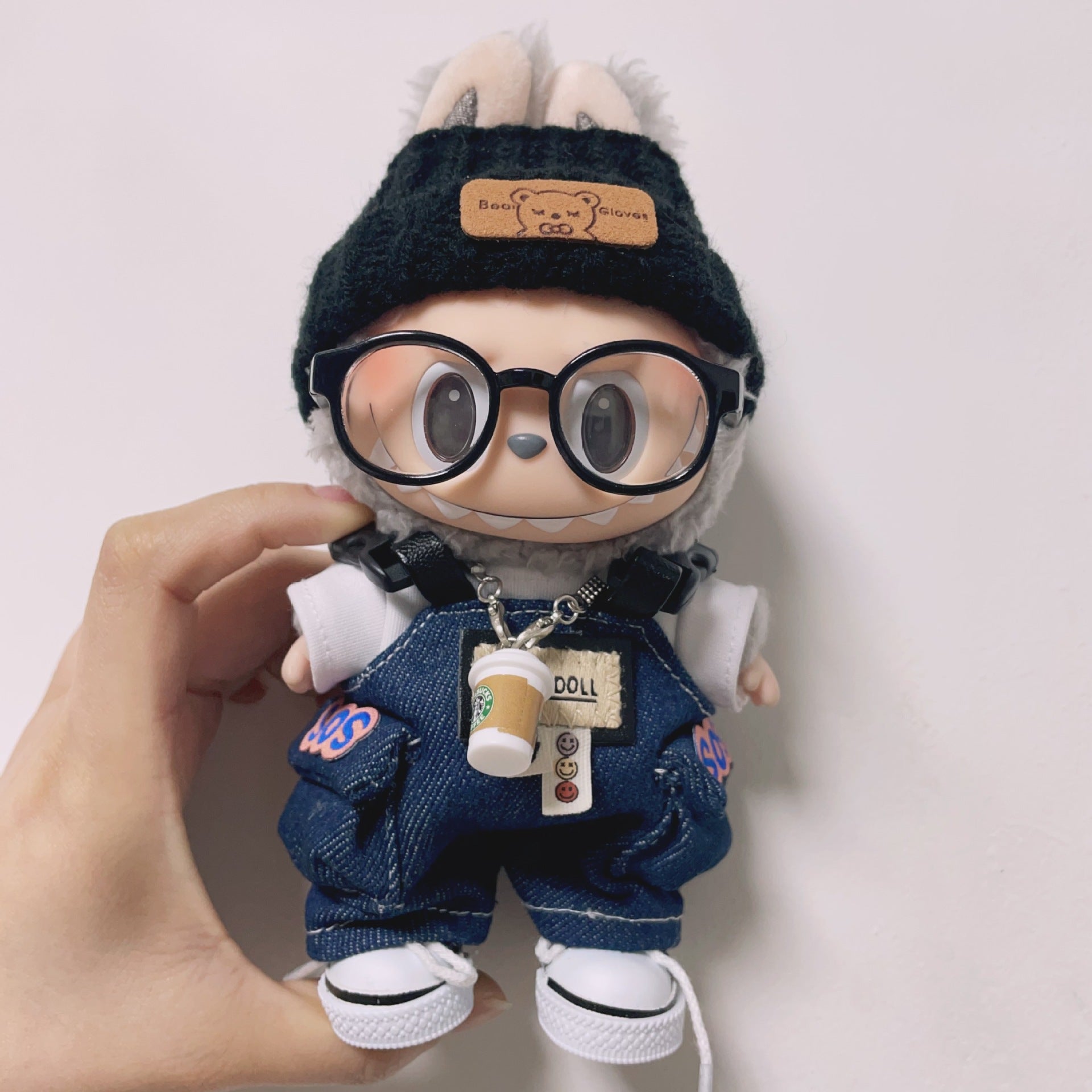 Labubu Doll Overalls Outfit Set for 17cm Vinyl Doll