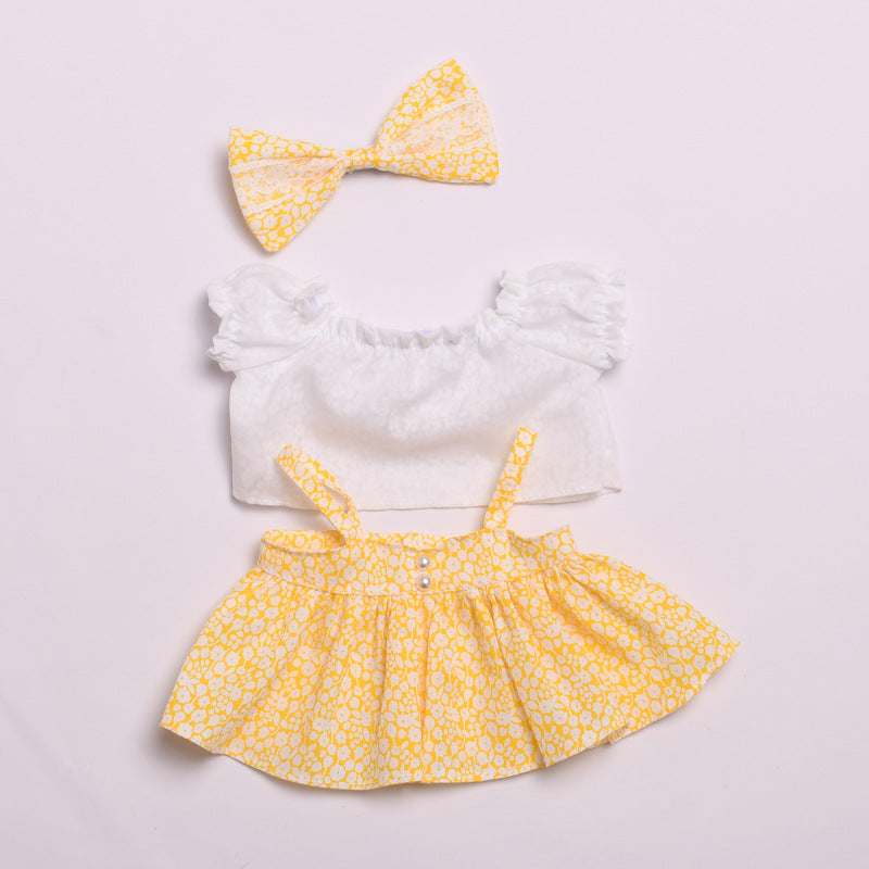 Only clothes] 38cm cloth cloth spring and summer clothes floral strap skirt suit labubu replacement doll dress