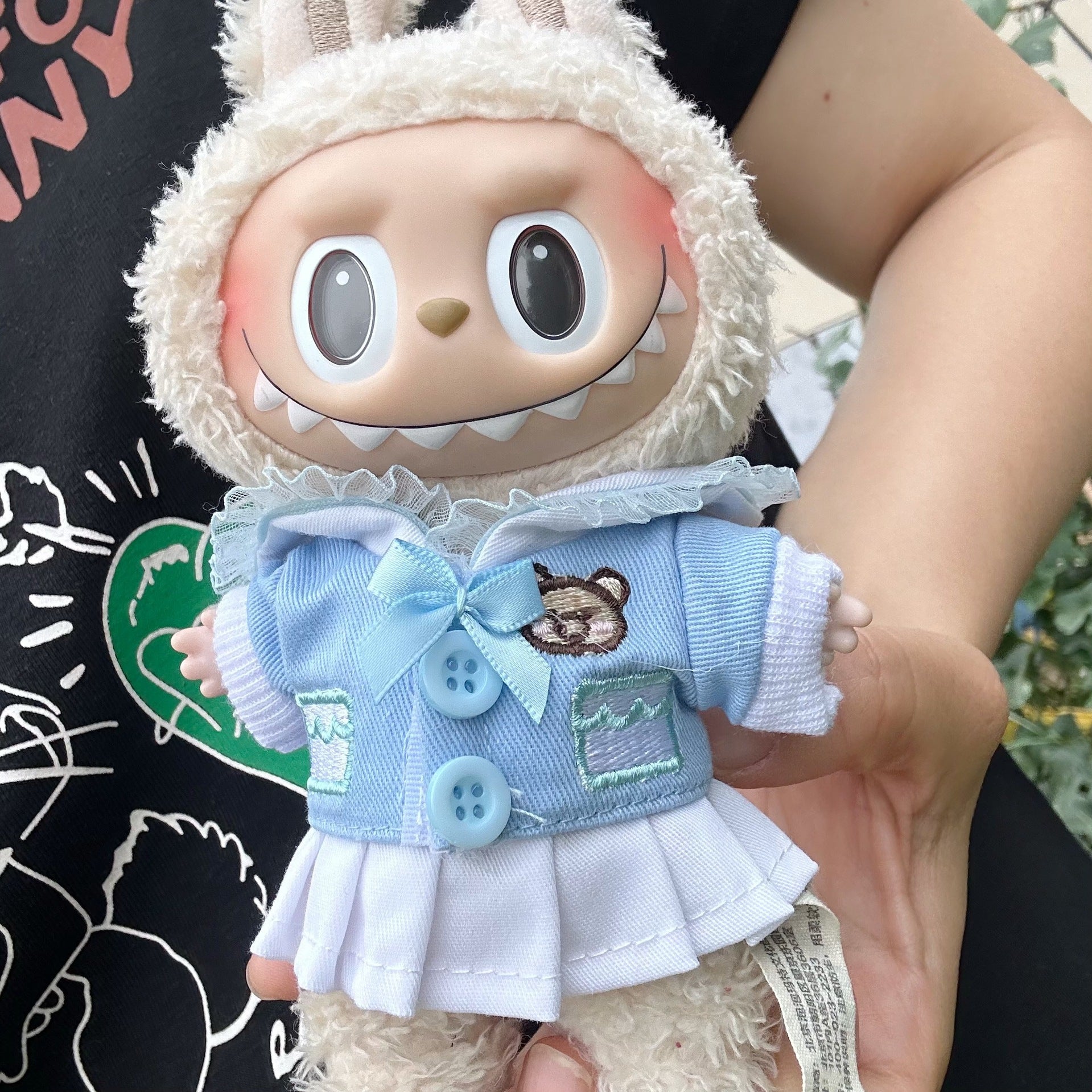 Only clothes] bubble Mart blind box pull cloth clothes student skirt suit 17CM key chain LABUBU