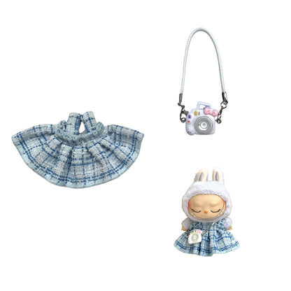 Labubu Doll Chanel Style Strap Dress Outfit for 15/17cm Dolls