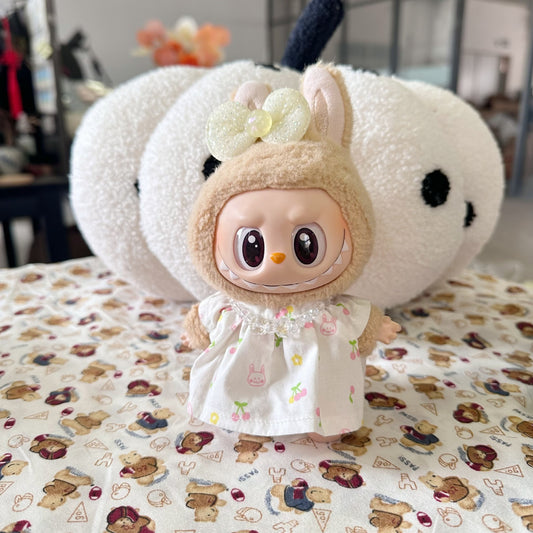 Macaro One and Two Generation LABUBU Vinyl Pendant Rab Cloth Sit Pie Clothes Spring Princess Dress Necklace suit