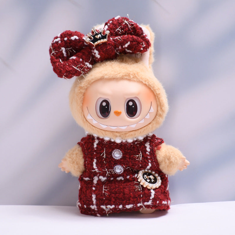 Only clothes] the first and second generation Labubu pendant clothes small fragrant style suspenders skirt cloth cloth doll clothes