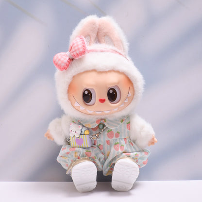 Only baby clothes] one, two and three generations of pendants labubu clothes strawberry jumpsuit suit labubu baby clothes