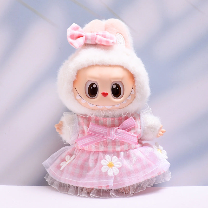 Only baby clothes] one or two generation pendant labubu clothes daisy plaid skirt suit cloth baby clothes