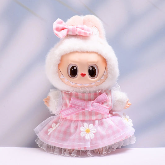 Only baby clothes] one or two generation pendant labubu clothes daisy plaid skirt suit cloth baby clothes