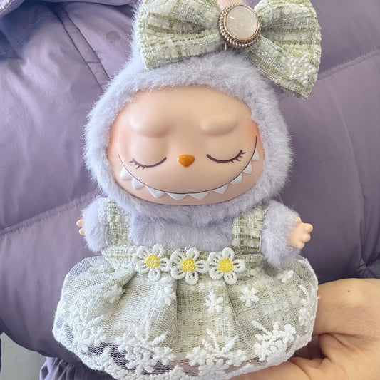 The first and second generation of cloth cloth clothes spring new fresh green daisy gauze skirt suit pendant LABUBU doll clothes
