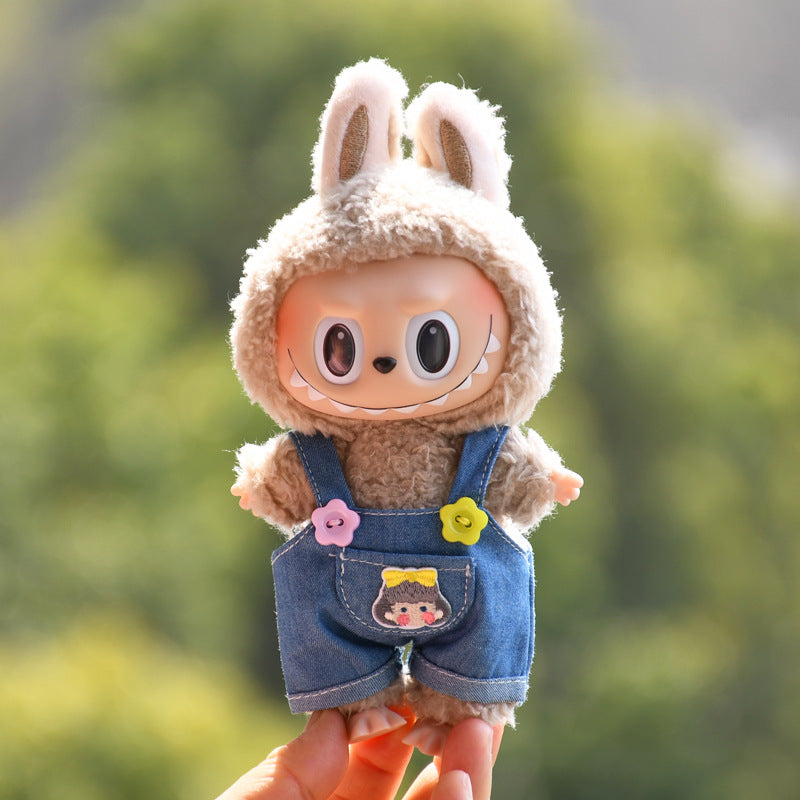 Only baby clothes] 17cm blind box cloth hanging clothes bear corduroy suspenders pants T-shirt key chain baby clothes