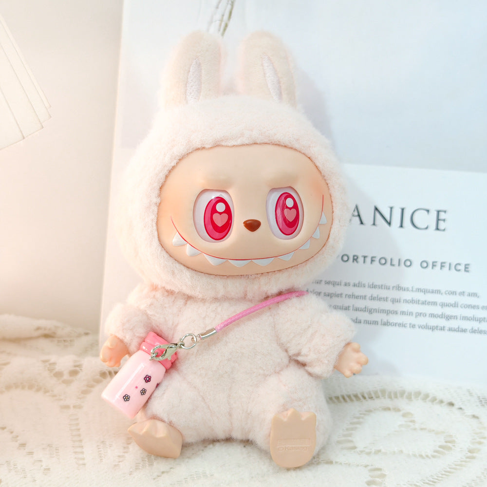 Labubu Doll Summer Outfit Set with Straw Hat & Canvas Shoes