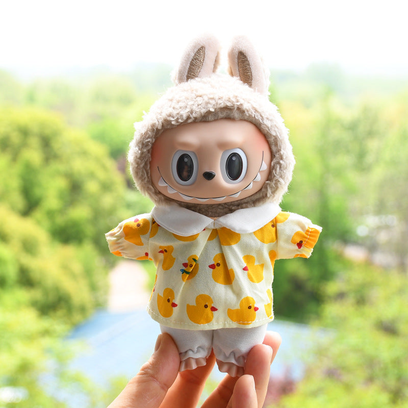 Only baby clothes] 17cm blind box cloth hanging clothes bear corduroy suspenders pants T-shirt key chain baby clothes