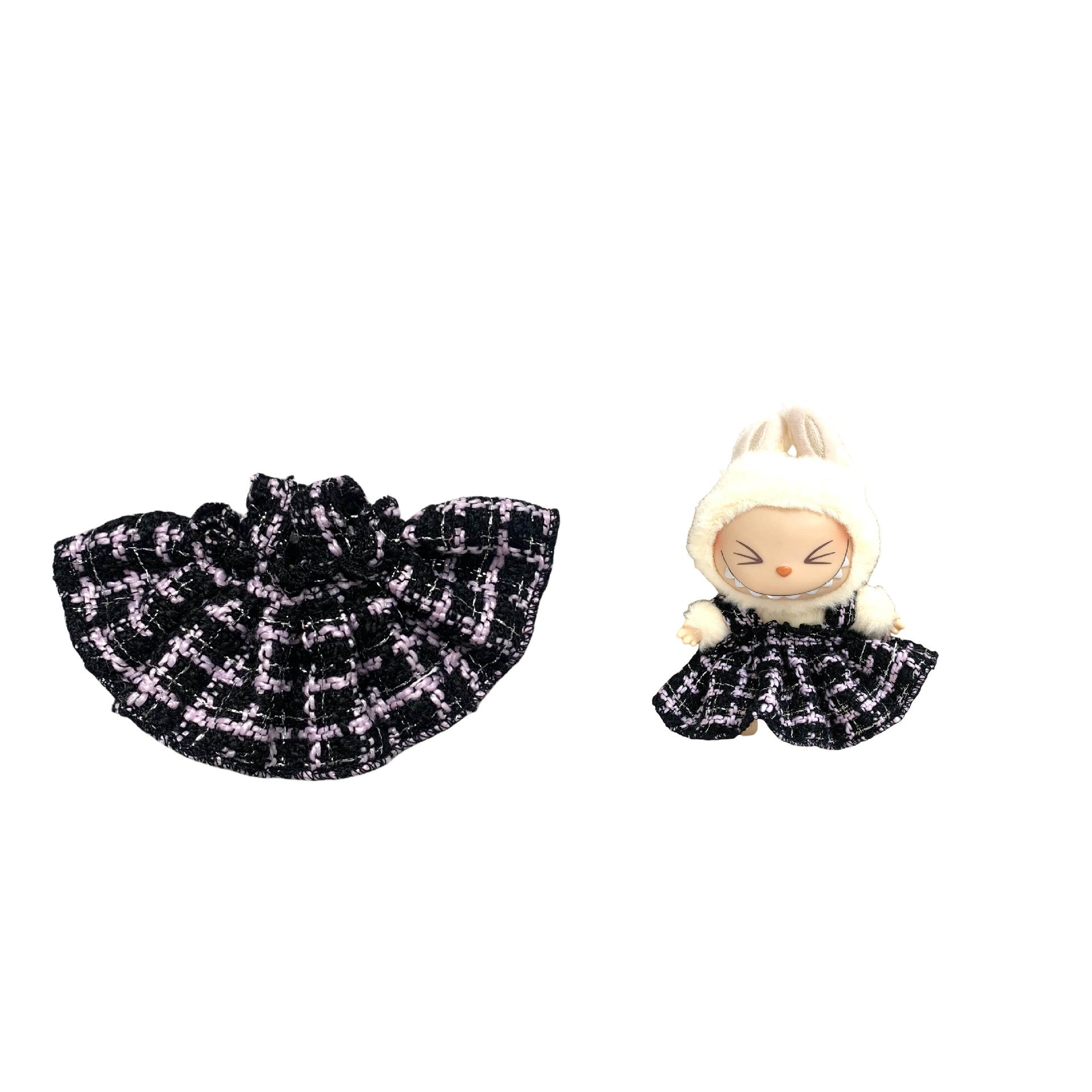 Labubu Doll Chanel Style Strap Dress Outfit for 15/17cm Dolls