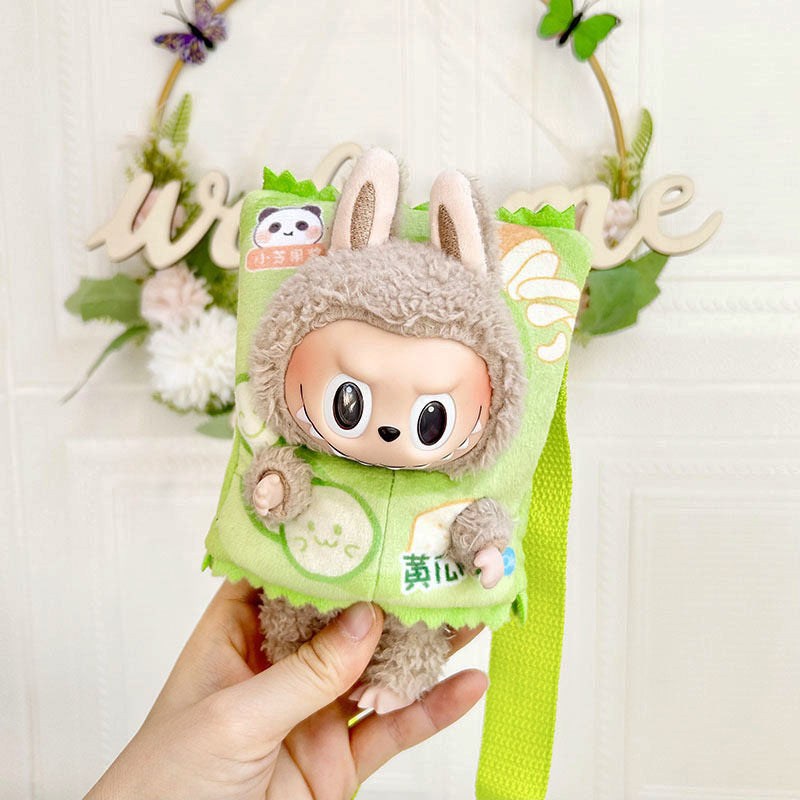 Only clothes] 17CM Rab cloth headgear key chain LABUBU outside with French fries potato chips bread baby hat