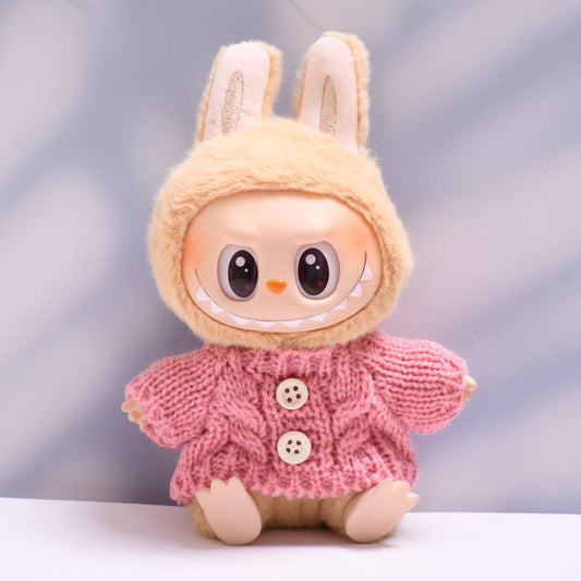 Labubu Doll Button Sweater & Hat Outfit Set for 1st & 2nd Gen Pendants