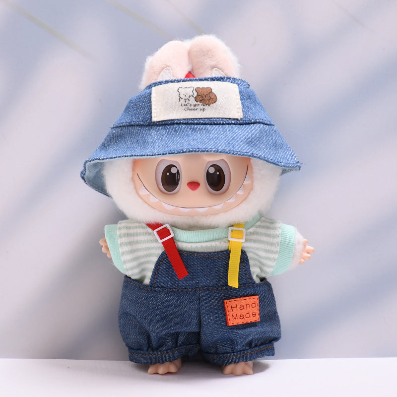 Only baby clothes] one, two and three generations of pendants labubu clothes Denim pants striped T labubu baby clothes