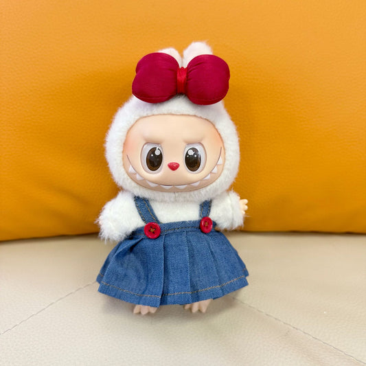 Only clothes] one, two and three generations of cloth universal doll Denim button skirt suit LABUBU clothes shoes adorable