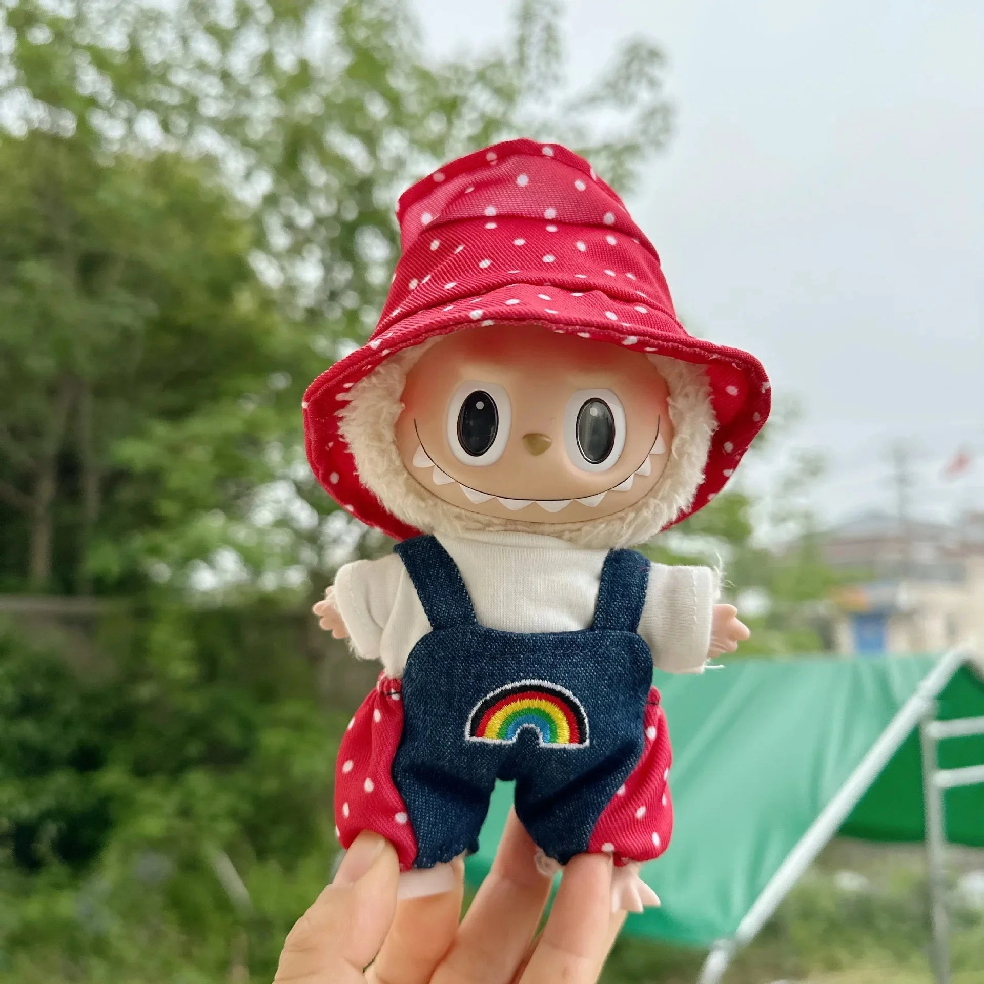 Only clothes] 17CM cloth cloth clothes 15CM doll Denim straps cartoon plaid suit hot sale