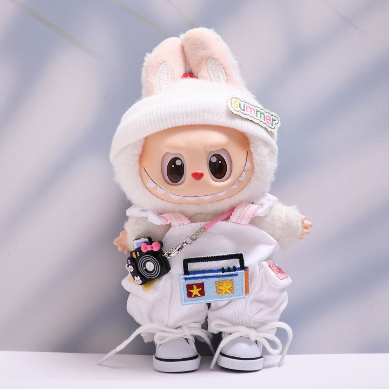 Baby Clothes Only] First, Second and Third Generation Pendants Labubu Clothes Radio Overalls Suit Labubu Replacement Baby Clothes
