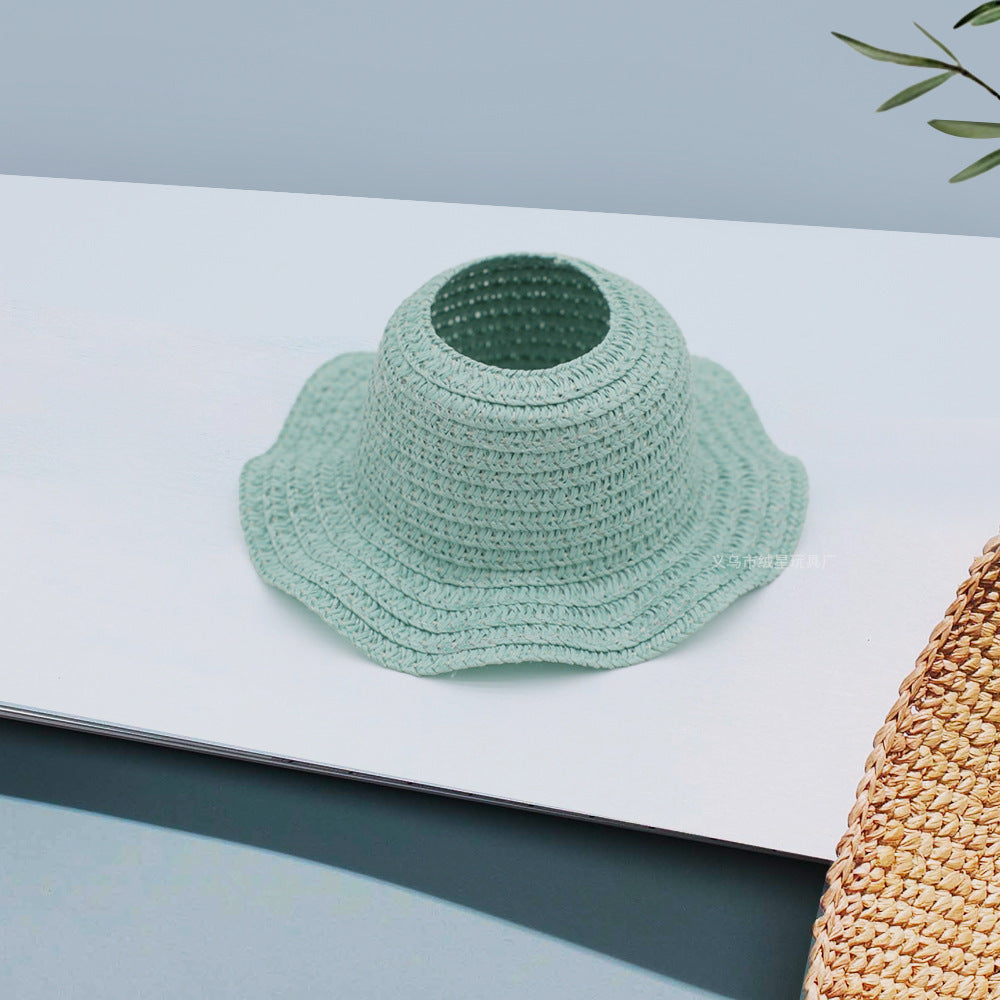 Labubu Empty Top Open Straw Hat Woven Hat Party Clothing Accessories Pastoral Style Labubu Doll Clothes Decorative Matching