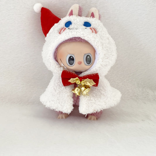 17cm Generation II Labubu Pendant Christmas Cloak Labubu Christmas Clothes Halloween Day Doll Clothes