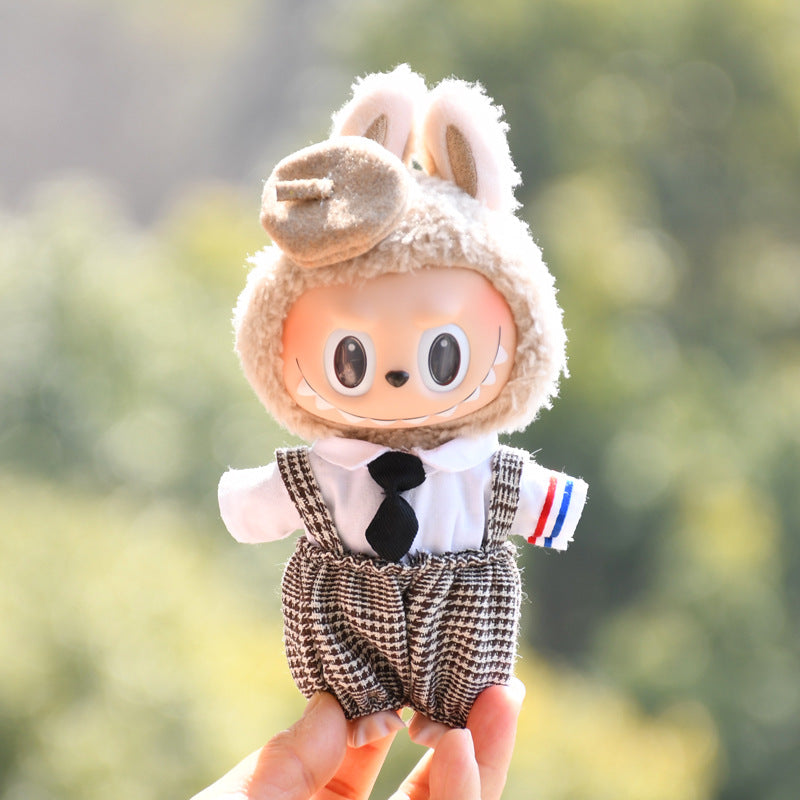 Only baby clothes] 17cm blind box cloth hanging clothes bear corduroy suspenders pants T-shirt key chain baby clothes