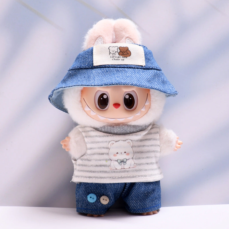 Only baby clothes] one, two and three generations of pendant labubu clothes grid striped small animal suit labubu baby clothes