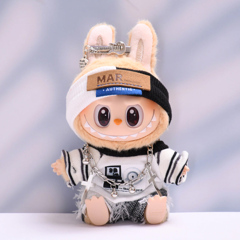 Only clothes] the first and second generation blind box Labubu pendant clothes rock guitar suit labubu doll clothes