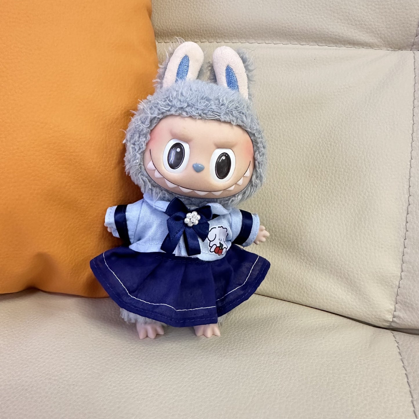 Clothes Only] Vinyl Blind Box Labubu Doll Clothes 17CM Pendant LABUBU suit for Hong Kong School Uniform