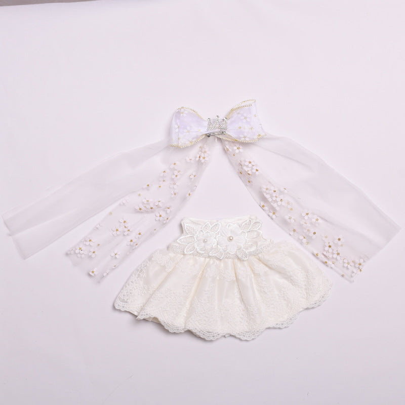 Only doll clothes] 38cm cloth clothes white crown wedding dress set large LABUBU wedding doll dress