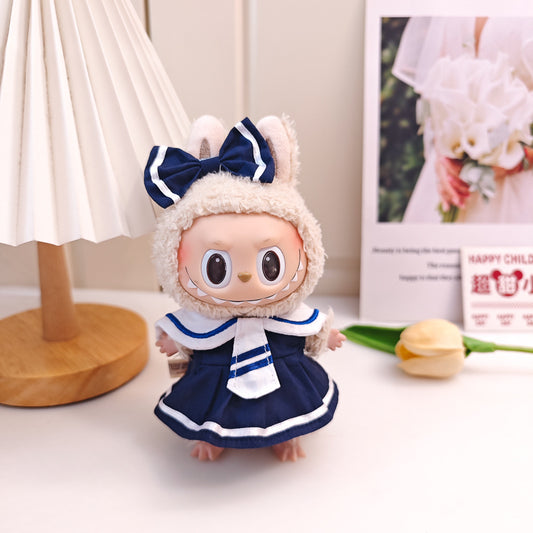17cm Labubu Doll Clothes Set - Navy Dress, Shoes & Accessories