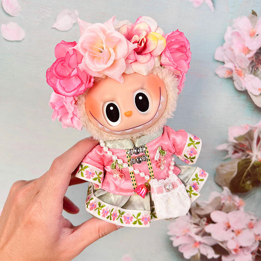 17cm Labubu Doll Clothes Set with Hat, Top, Skirt & Bag