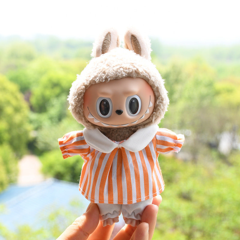Only baby clothes] 17cm blind box cloth hanging clothes bear corduroy suspenders pants T-shirt key chain baby clothes