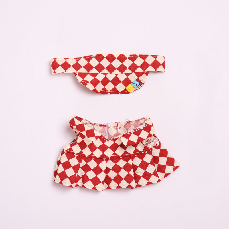 Only clothes] blind box pendant 17cm cloth clothes plaid tennis skirt suit vinyl labubu doll skirt