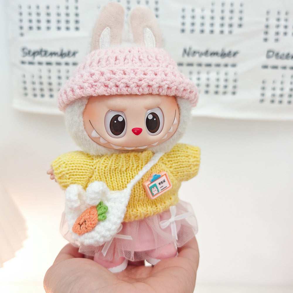 Labubu Doll Clothes Set - Sweater, Shawl & Hat for 1st-3rd Gen Pendants