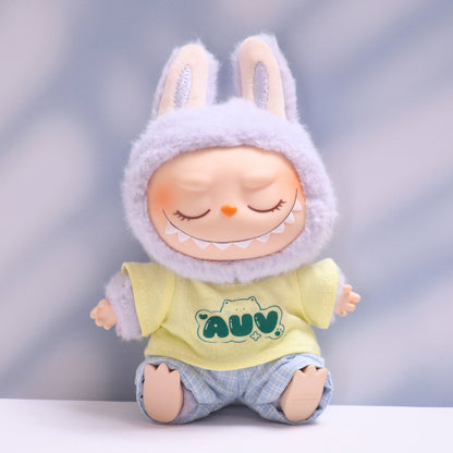Only clothes] the first and second generation of cloth pendant plaid suspenders suit vinyl Labubu baby clothes