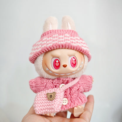 Labubu Doll Outfit - 17cm Sweater, Skirt & Accessories Set