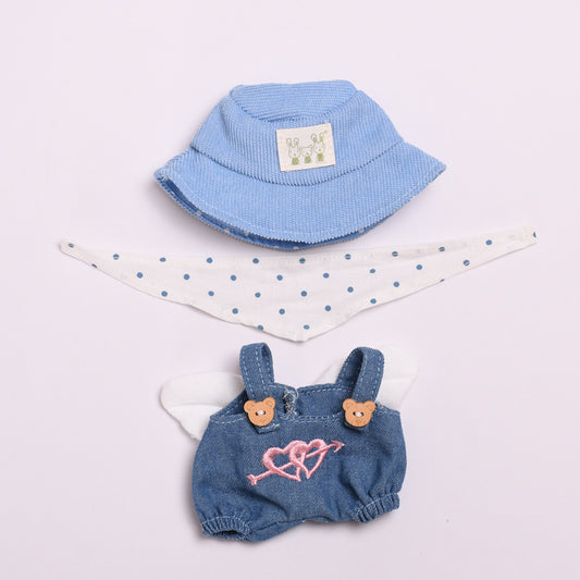 Labubu Doll Clothes - Cupid Love Overalls & Scarf for 17cm Vinyl Pendant Doll