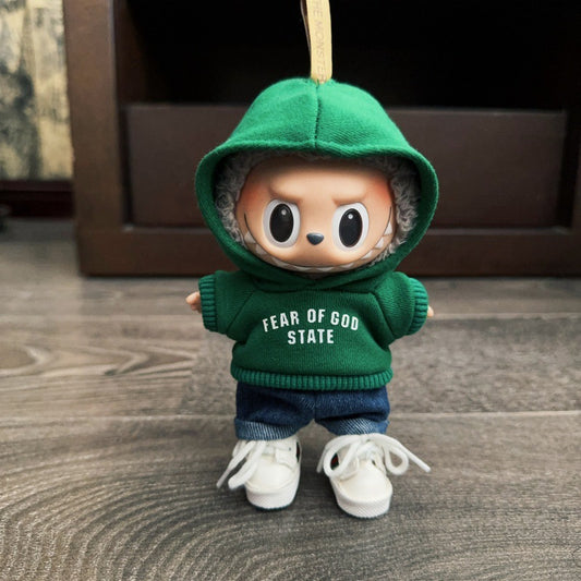 Clothing Only] First, Second, and Third Generation Keychain Labubu Clothing Pendant Labubu Doll Clothing Printed Sweatshirt Set