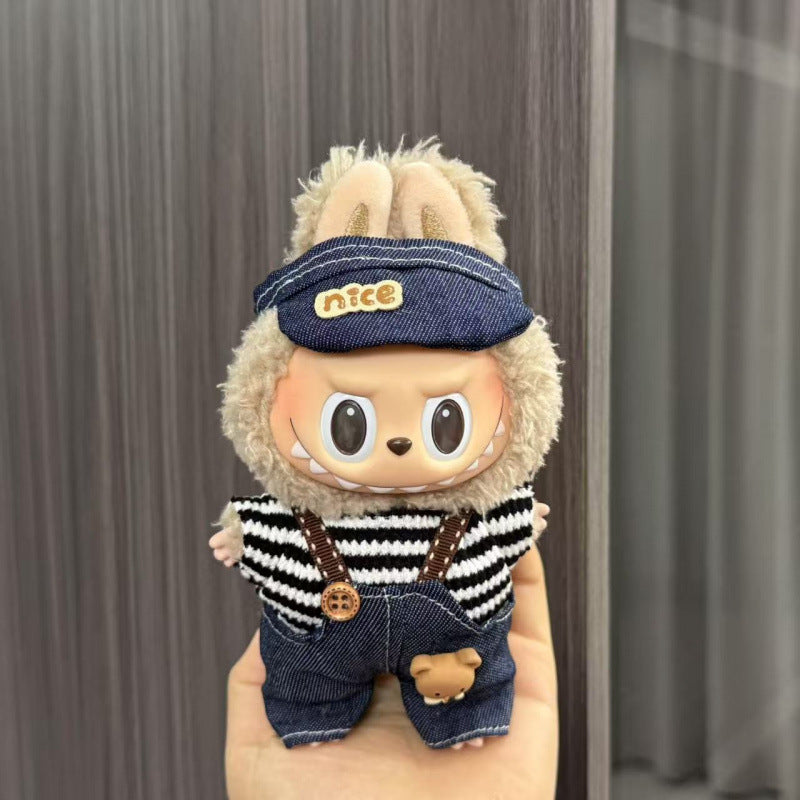 Rab cloth doll labubu17cm pendant one or two generations of vinyl plush doll suit accessories for clothes