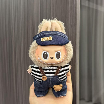Rab cloth doll labubu17cm pendant one or two generations of vinyl plush doll suit accessories for clothes