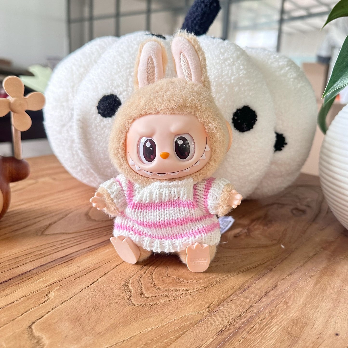 Only clothes] second generation labubu doll clothes Labubu sit party doll clothes brushed hat striped sweater