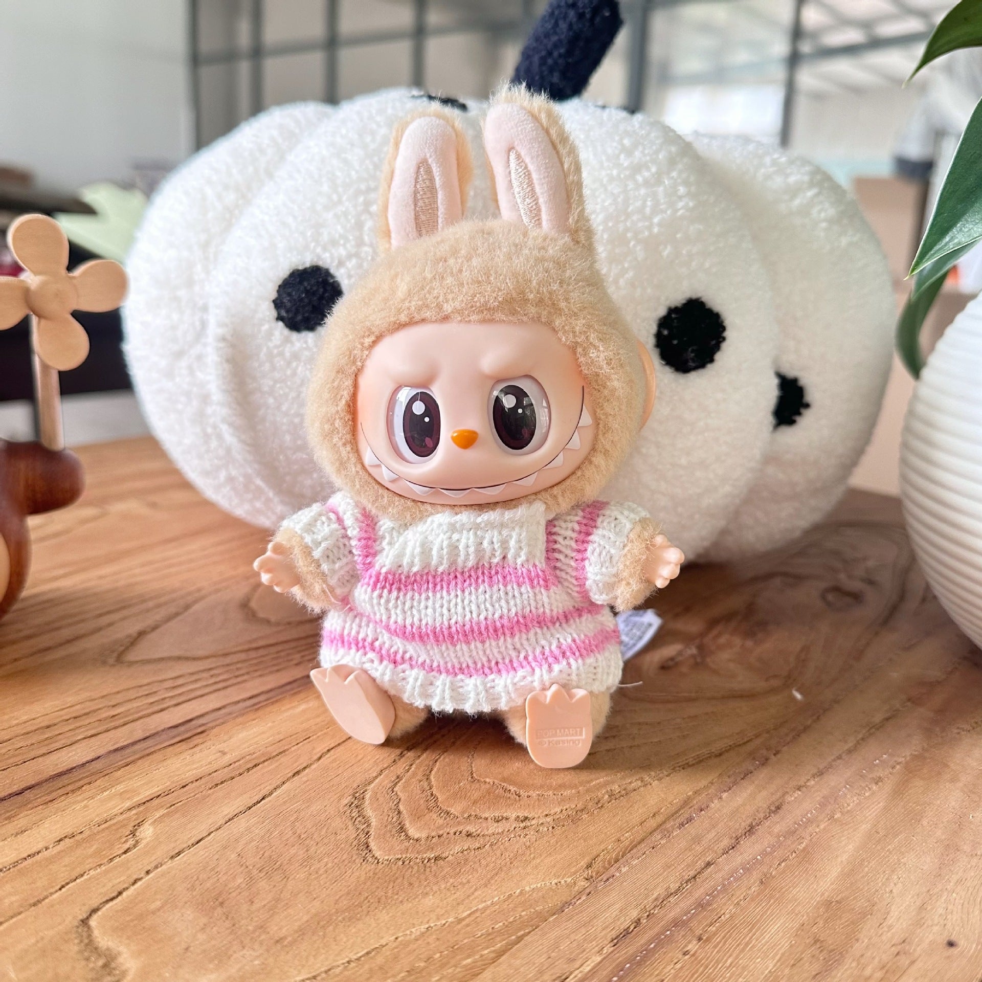 Only clothes] second generation labubu doll clothes Labubu sit party doll clothes brushed hat striped sweater