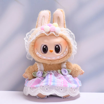 Labubu Doll Rose Skirt Outfit for 1st & 2nd Gen Pendants - Pink, Yellow, Purple