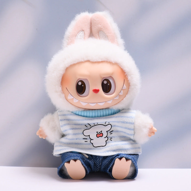 Only baby clothes] one, two and three generations of pendant labubu clothes grid striped small animal suit labubu baby clothes