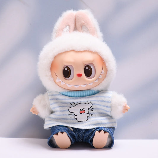 Only baby clothes] one, two and three generations of pendant labubu clothes grid striped small animal suit labubu baby clothes