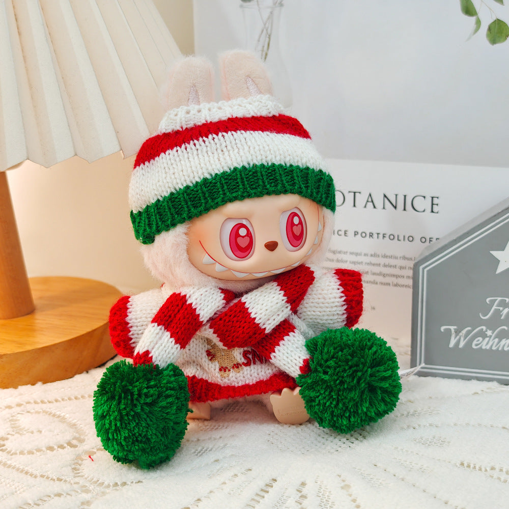 Generation II Labubu Pendant Labubu Replacement Clothes Christmas Sweater Gingerbread Man Doll suit Shoes