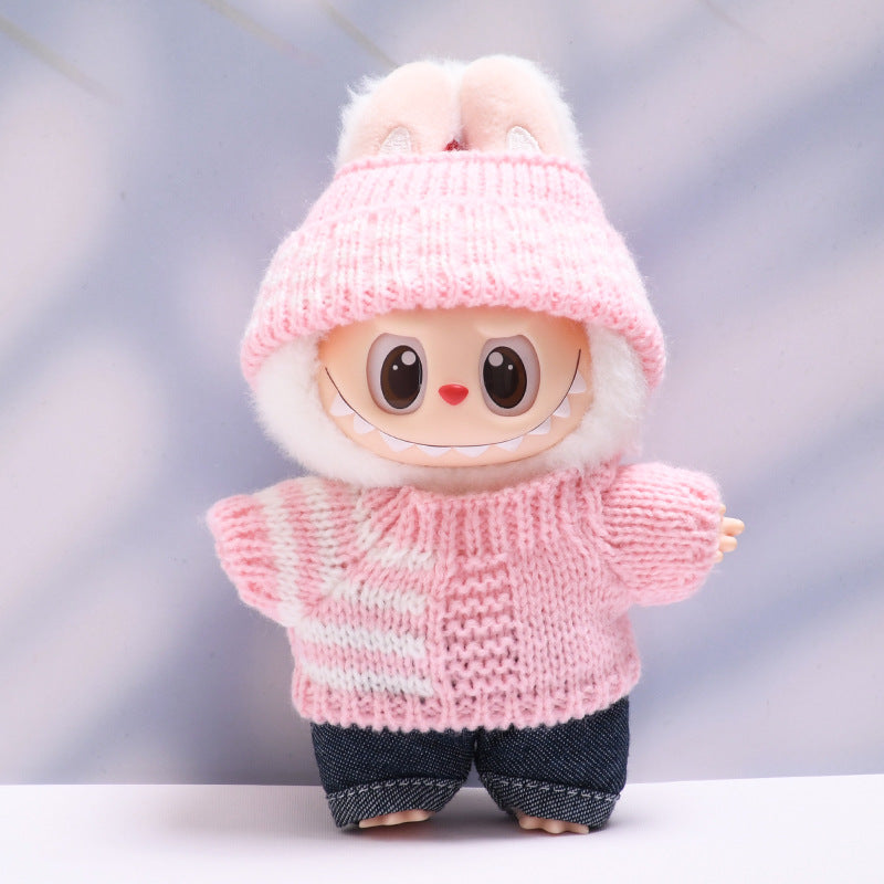 Labubu Doll Striped Sweater & Hat Outfit for 1st & 2nd Gen Pendants